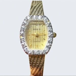 Gruen Women's Gold-Tone Crystal-Trim Quartz Watch